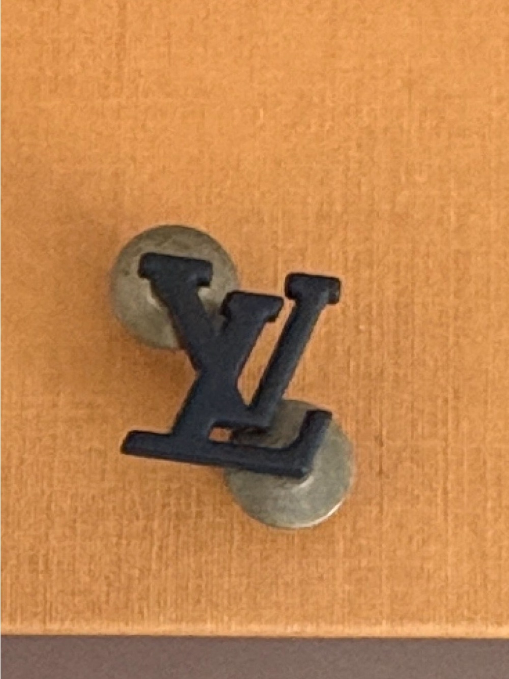 Louis Vuitton Black LV Logo Lapel Pin